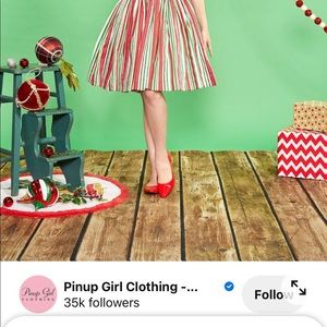 Retro skirt: red, green and white candy cane stripped